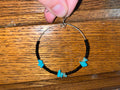Black Seed Bead Hoop Earrings with Turquoise
