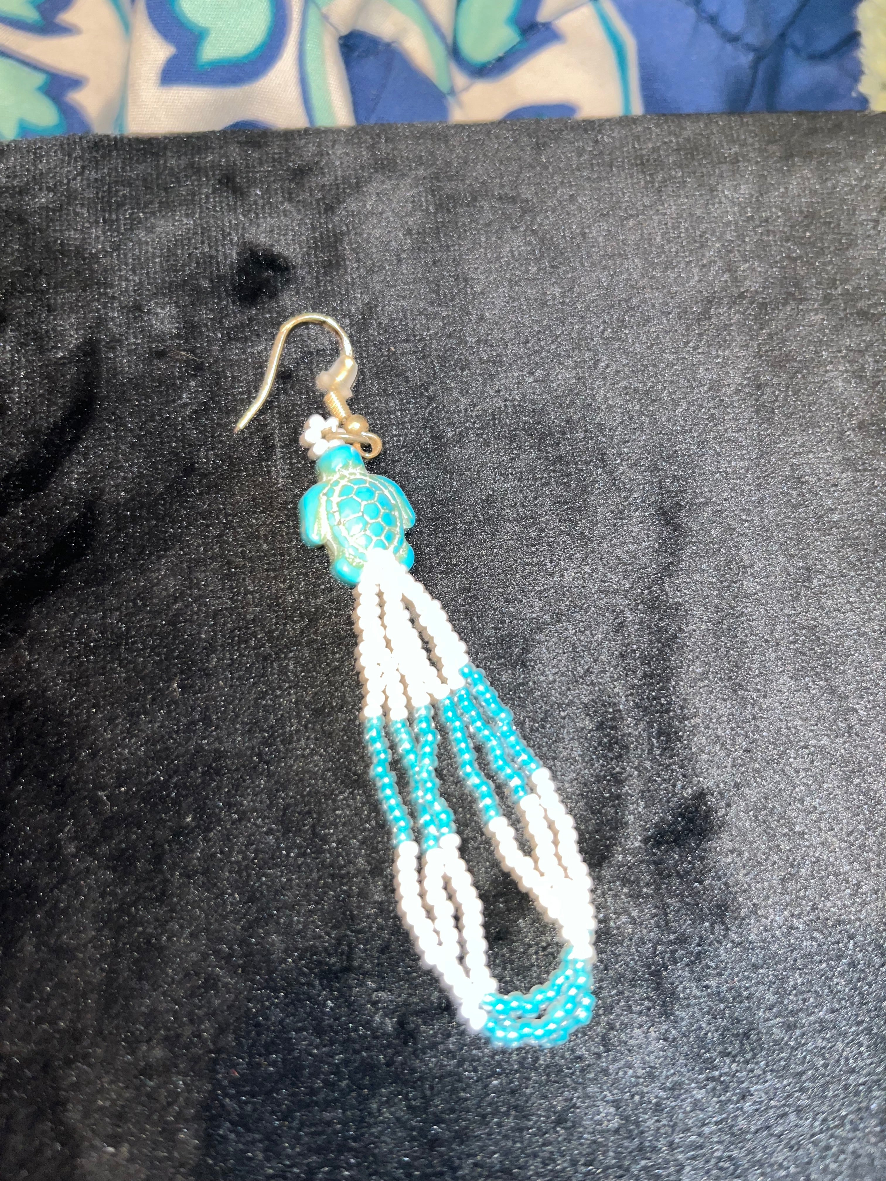 Sea Turtle Fringe Tassel Earrings