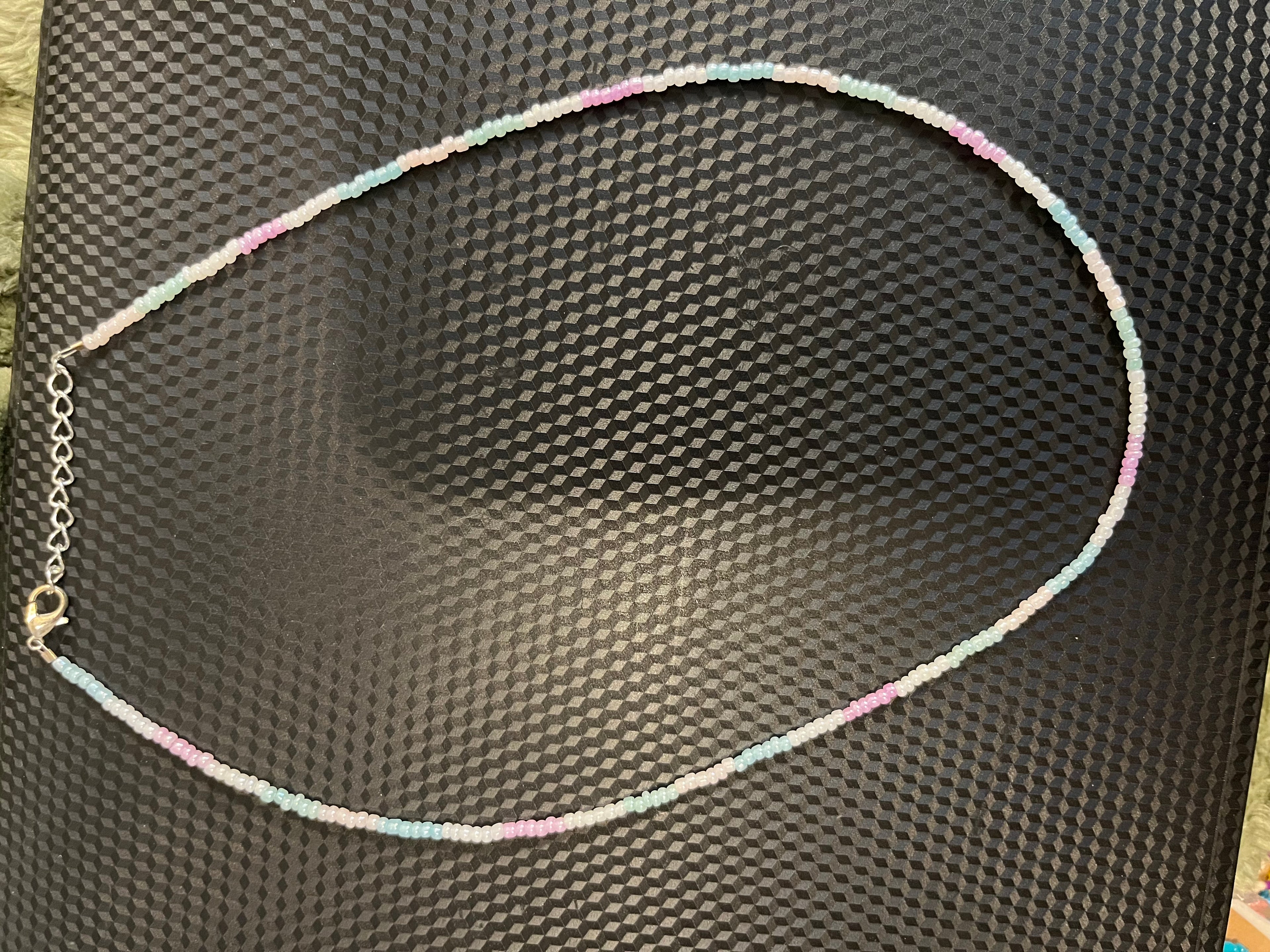 Sea Glass Pastel Jewelry Set (Necklace + Mini Dangle Earrings)