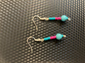 Mini Turquoise & Pink Seed Bead Dangle Earrings