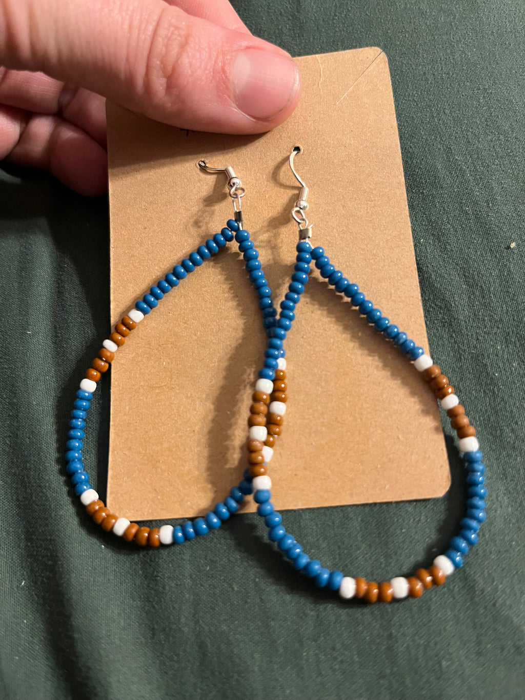 Blue Jean Teardrop Seed Bead Earrings