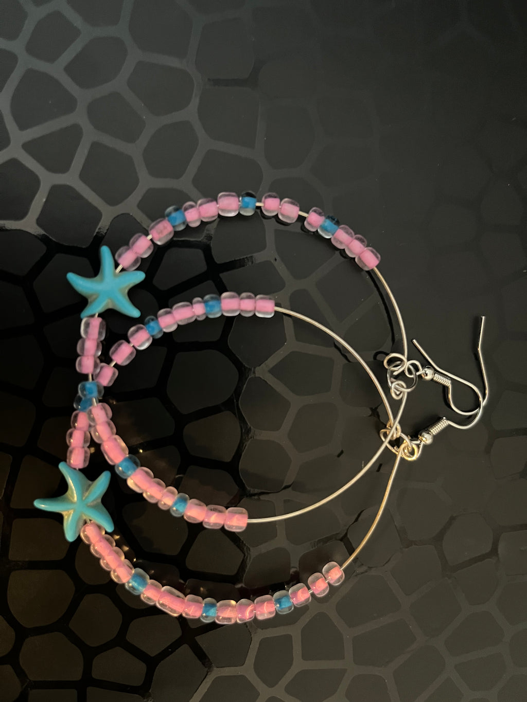 Pink & Turquoise Starfish Hoop Earrings