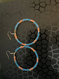 Blue & Orange Glow-in-the-Dark Seed Bead Hoop Earrings