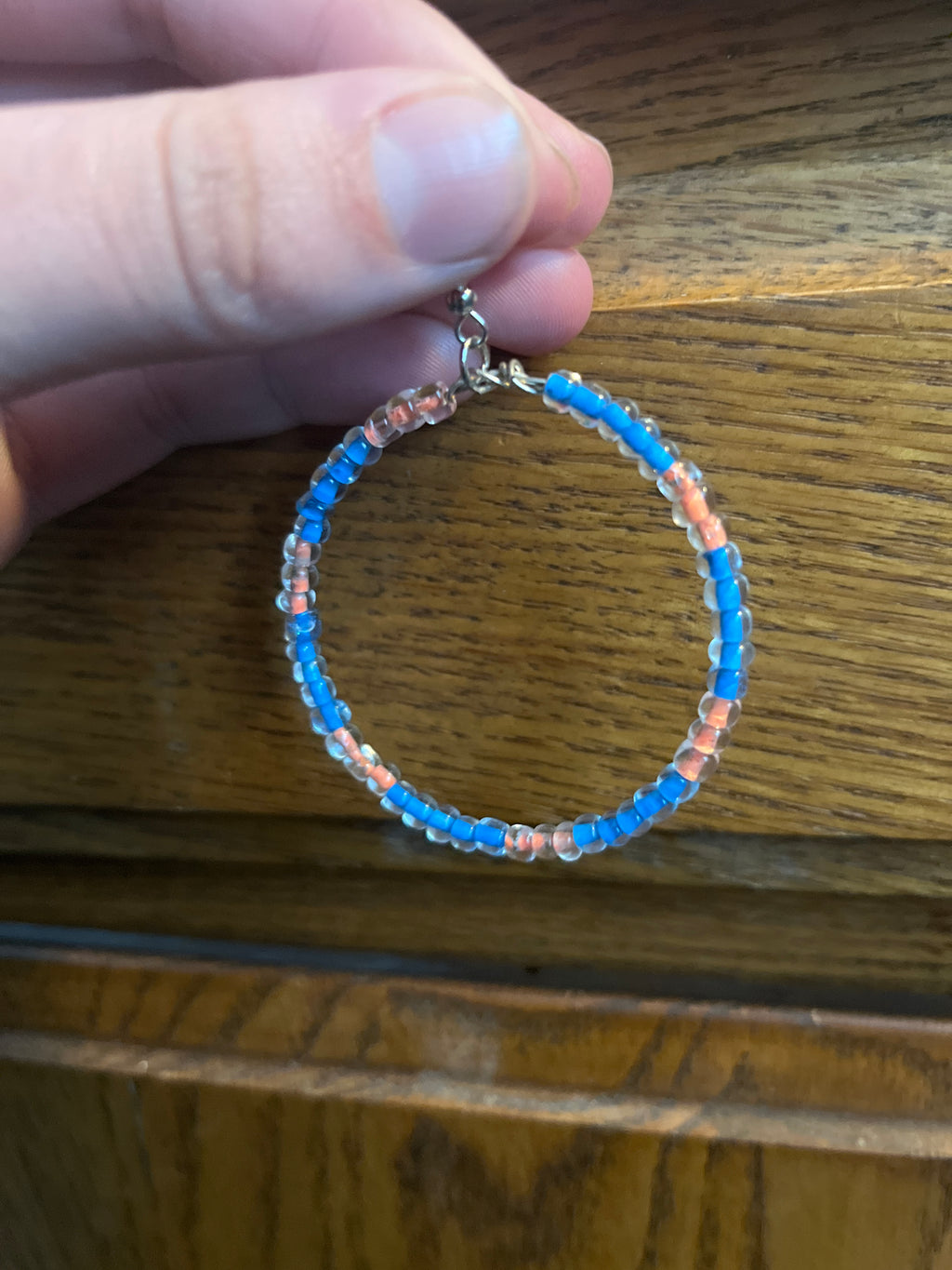Blue & Orange Glow-in-the-Dark Seed Bead Hoop Earrings